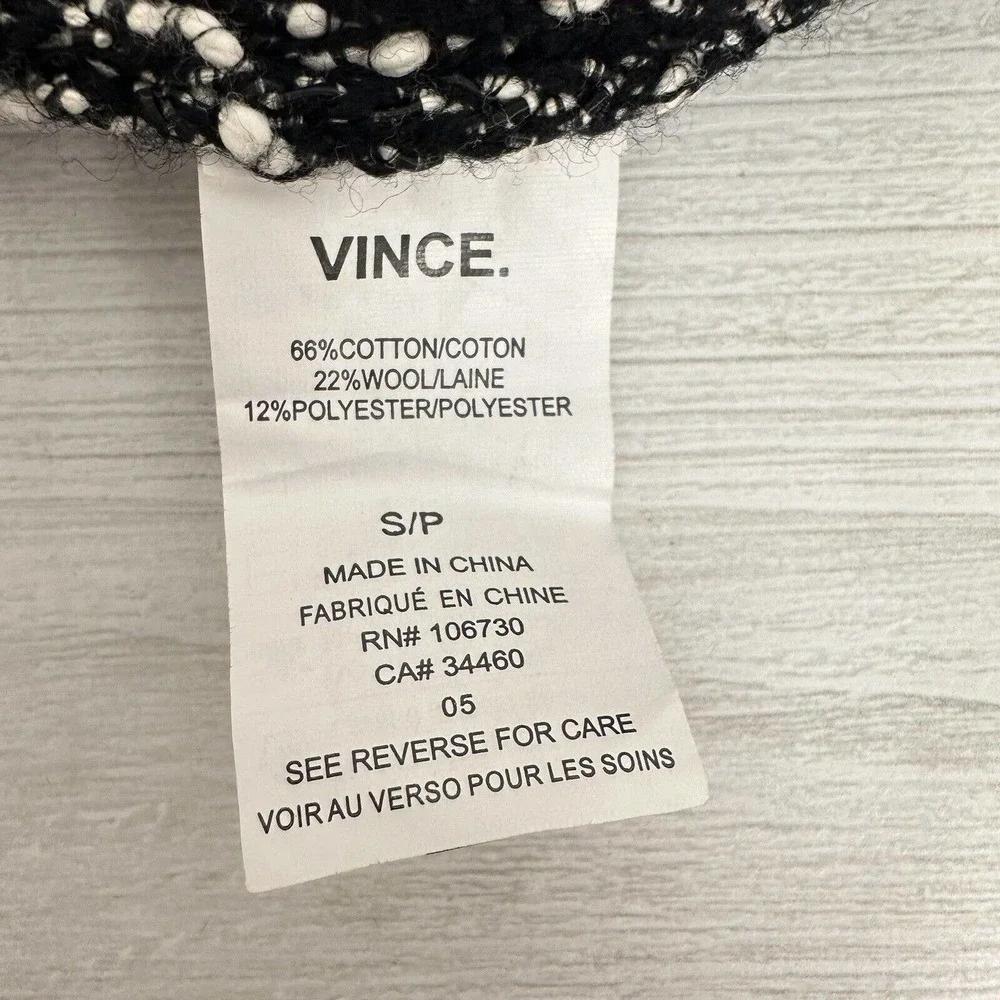 Vince Textured Drape Front Jacket Women‎ Small Black Gray Long Sleeves Career - Picture 11 of 15